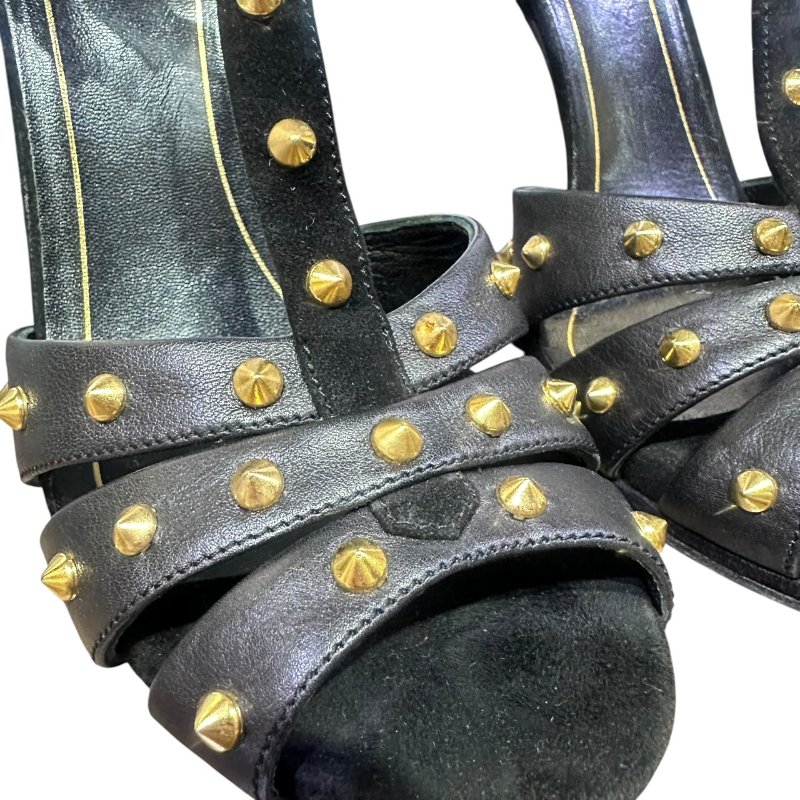 【美收精品】GUCCI黑色金釦高跟鞋 4-841-5