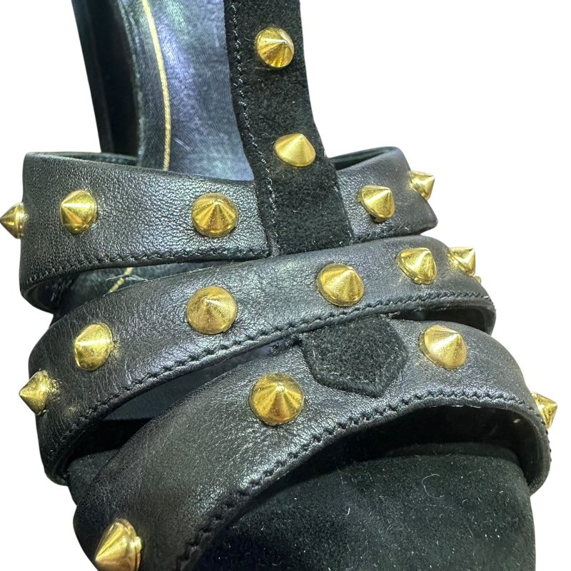 【美收精品】GUCCI黑色金釦高跟鞋 4-841-6