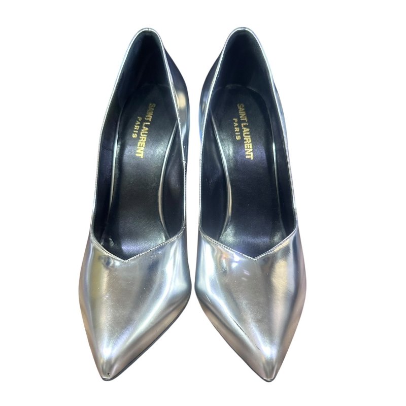【美收精品】YSL銀色高跟鞋 4-840-0