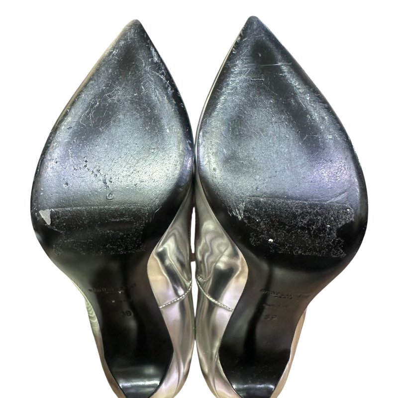 【美收精品】YSL銀色高跟鞋 4-840-4