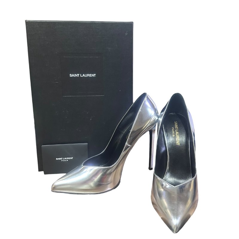 【美收精品】YSL銀色高跟鞋 4-840-11