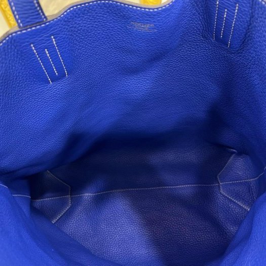東區正精品㊣HERMES TC DOUBLE SENS 灰色拚藍色肩背包購物包托特包雙面包 RZ5421 方塊P刻-2