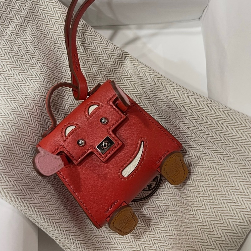 Hermes Mini Kelly Doll Kelly dole Bag Charms 紅色手袋掛飾-0