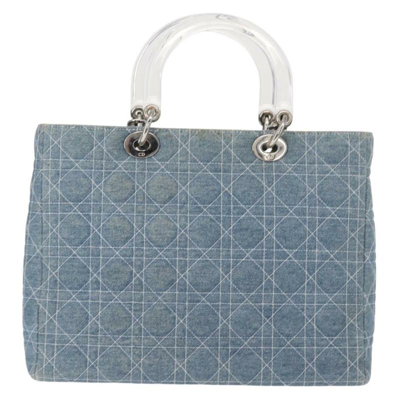 【日本直送】Christian Dior Lady Dior Canage 托特包 牛仔布 2way Blue Silver Auth 159619-1