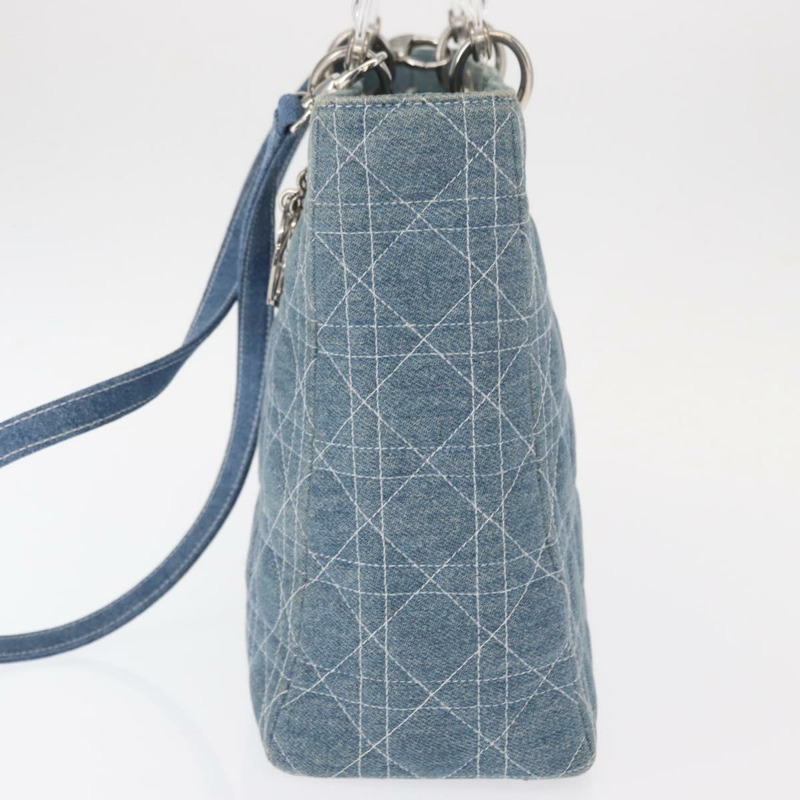 【日本直送】Christian Dior Lady Dior Canage 托特包 牛仔布 2way Blue Silver Auth 159619-2