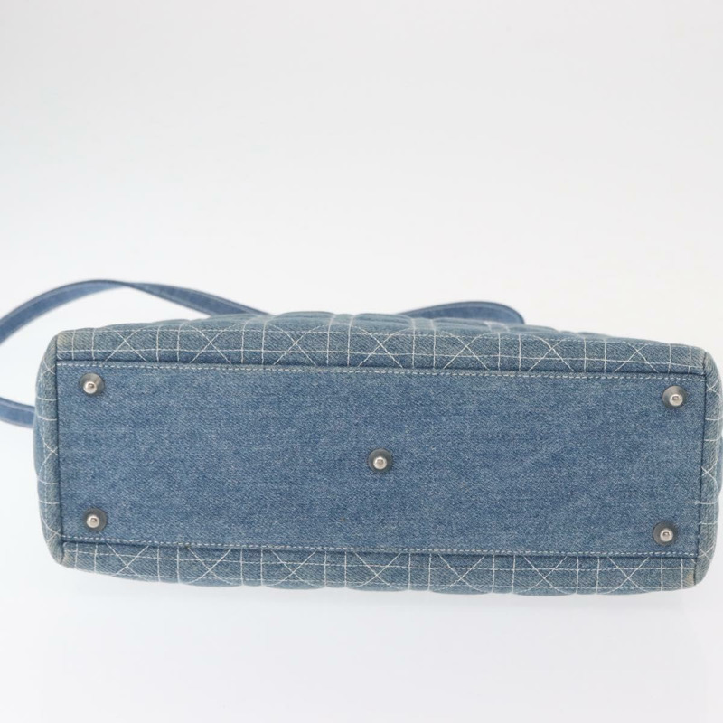 【日本直送】Christian Dior Lady Dior Canage 托特包 牛仔布 2way Blue Silver Auth 159619-4