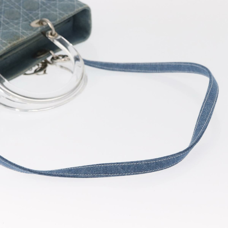 【日本直送】Christian Dior Lady Dior Canage 托特包 牛仔布 2way Blue Silver Auth 159619-7