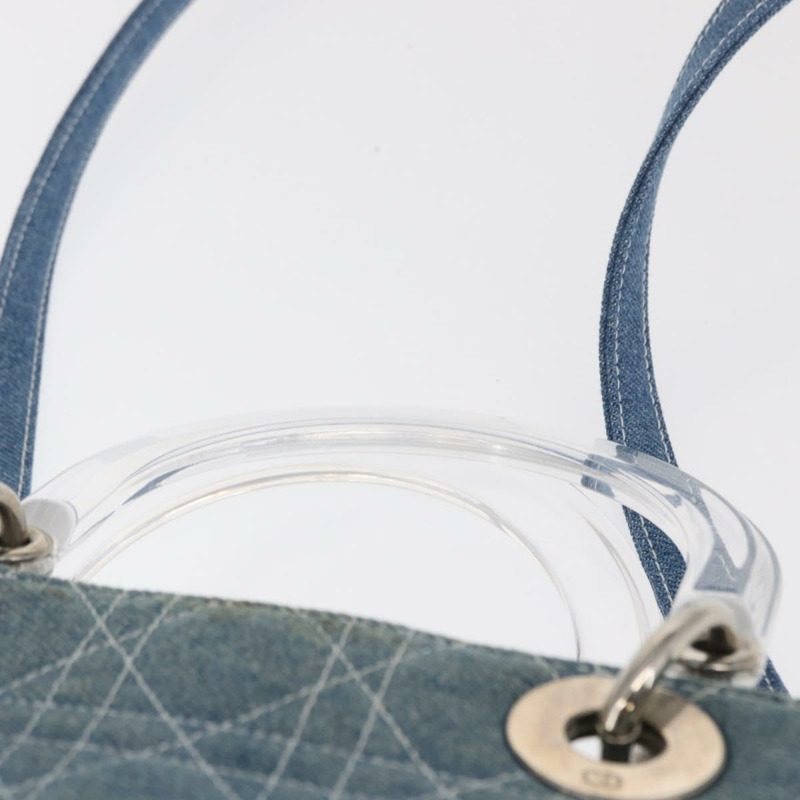 【日本直送】Christian Dior Lady Dior Canage 托特包 牛仔布 2way Blue Silver Auth 159619-13