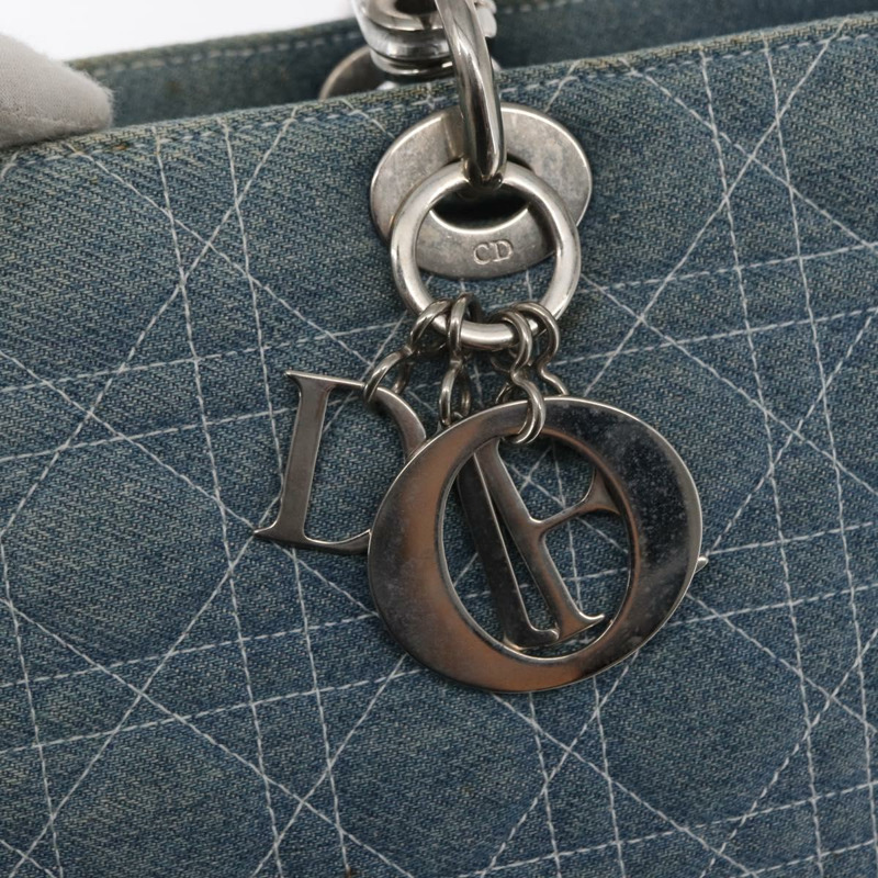 【日本直送】Christian Dior Lady Dior Canage 托特包 牛仔布 2way Blue Silver Auth 159619-18
