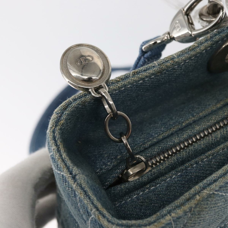 【日本直送】Christian Dior Lady Dior Canage 托特包 牛仔布 2way Blue Silver Auth 159619-19