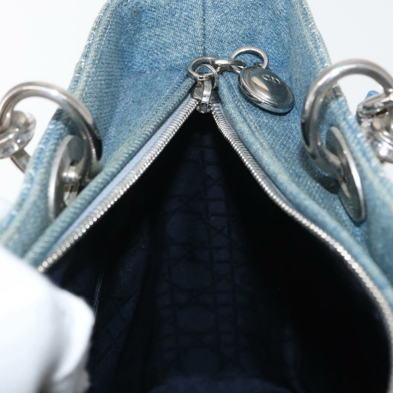【日本直送】Christian Dior Lady Dior Canage 托特包 牛仔布 2way Blue Silver Auth 159619-21
