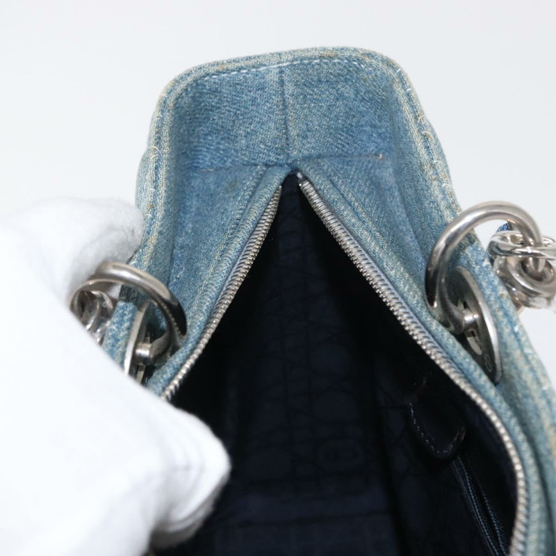 【日本直送】Christian Dior Lady Dior Canage 托特包 牛仔布 2way Blue Silver Auth 159619-22