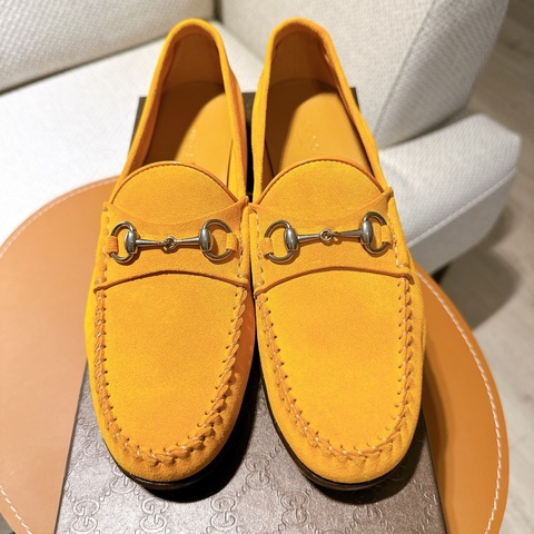 Gucci 橘色 牛皮(麂皮) 樂福鞋