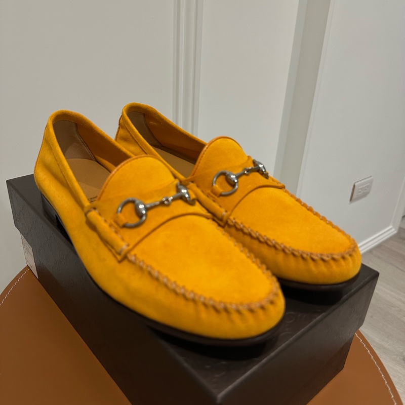 Gucci 橘色 牛皮(麂皮) 樂福鞋-1