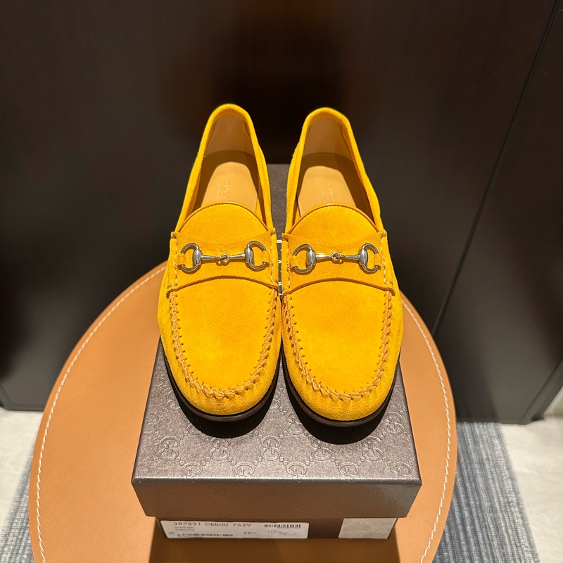 Gucci 橘色 牛皮(麂皮) 樂福鞋-5