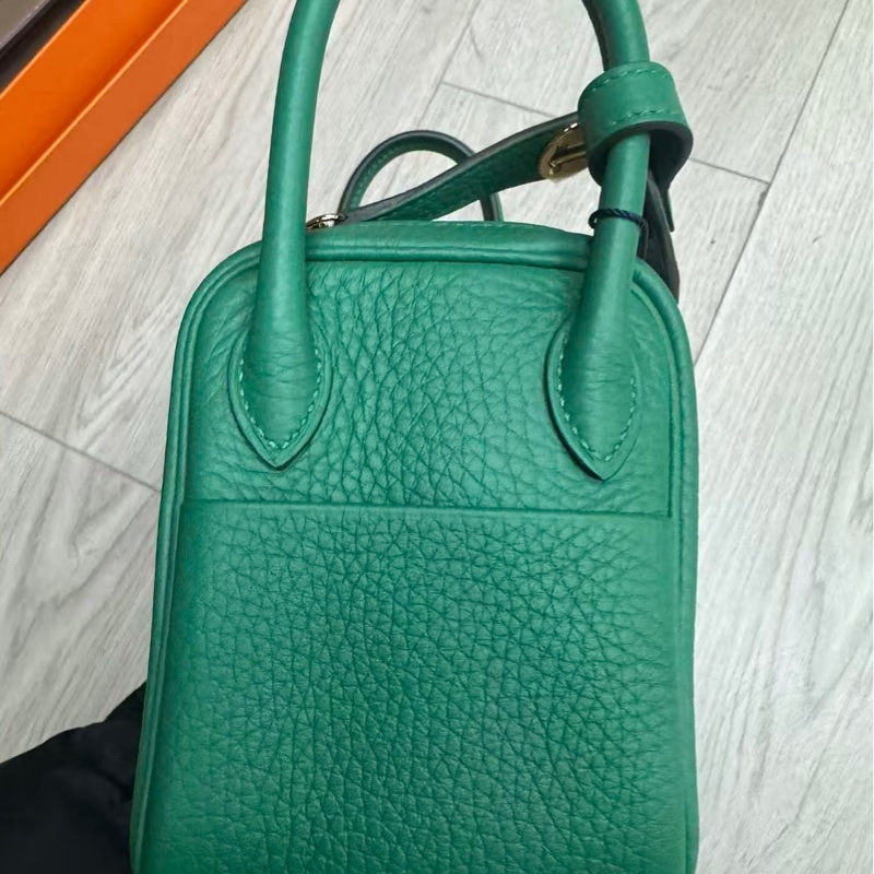 🌈Hermes💚Mini Lindy二代💚絲絨綠金扣🌈99.5新🌟Stamp W💚愛馬仕🌟-3