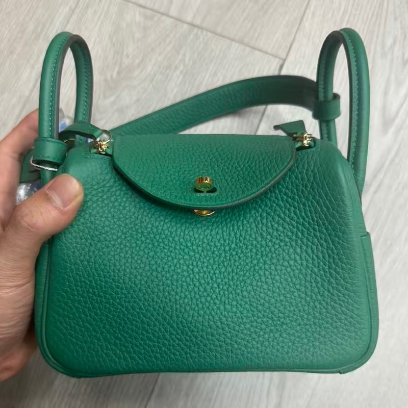 🌈Hermes💚Mini Lindy二代💚絲絨綠金扣🌈99.5新🌟Stamp W💚愛馬仕🌟-5