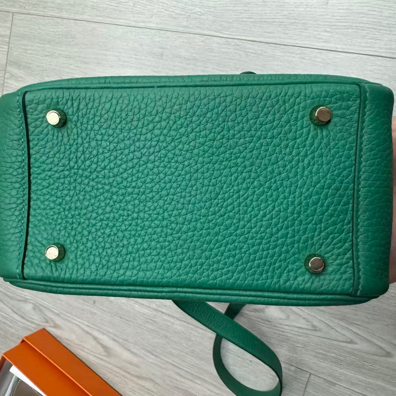 🌈Hermes💚Mini Lindy二代💚絲絨綠金扣🌈99.5新🌟Stamp W💚愛馬仕🌟-6