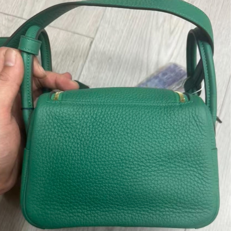🌈Hermes💚Mini Lindy二代💚絲絨綠金扣🌈99.5新🌟Stamp W💚愛馬仕🌟-9
