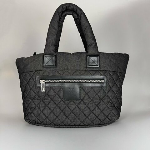 CHANEL 空氣包黑銀牛仔布  A48611/14開