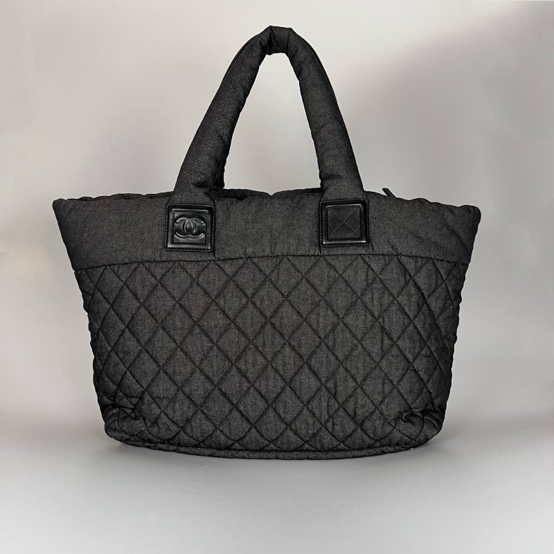 CHANEL 空氣包黑銀牛仔布  A48611/14開-1