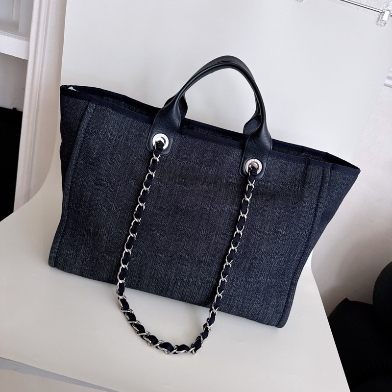 Chanel 牛仔藍灰沙灘包-2