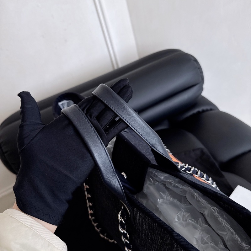 Chanel 牛仔藍灰沙灘包-6