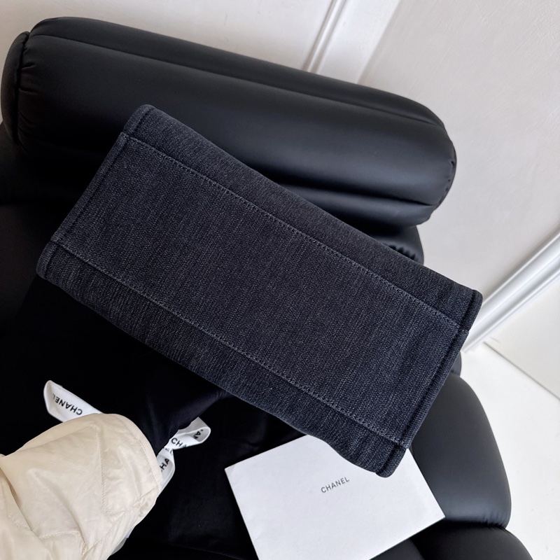 Chanel 牛仔藍灰沙灘包-7