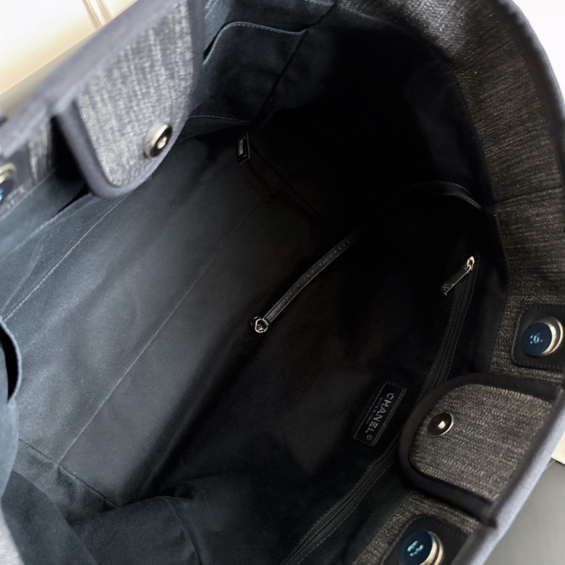 Chanel 牛仔藍灰沙灘包-9