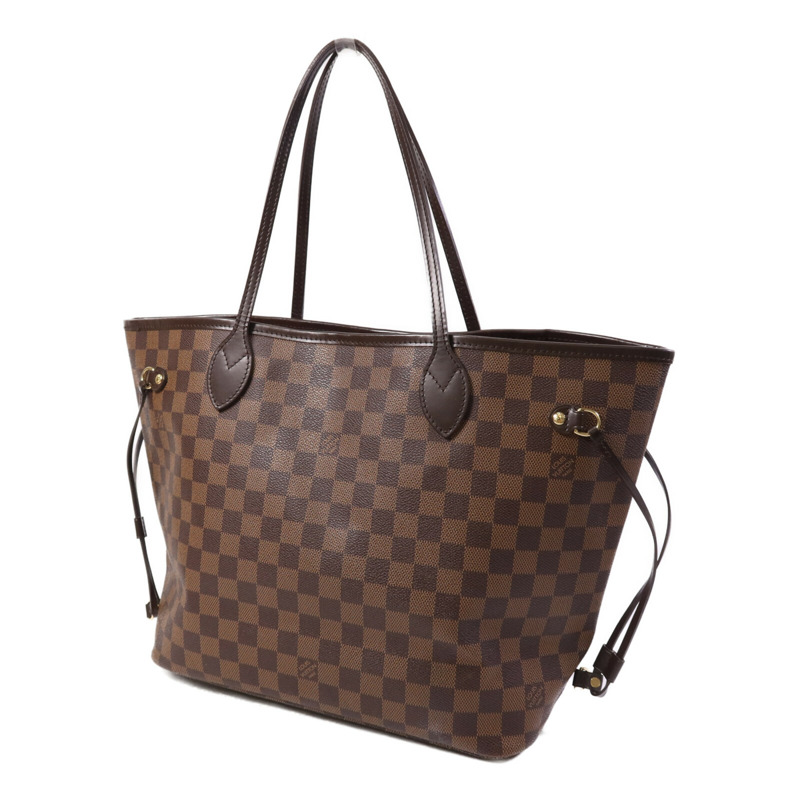 LOUIS VUITTON Damier Neverfull MM金扣肩背袋/手挽袋-2