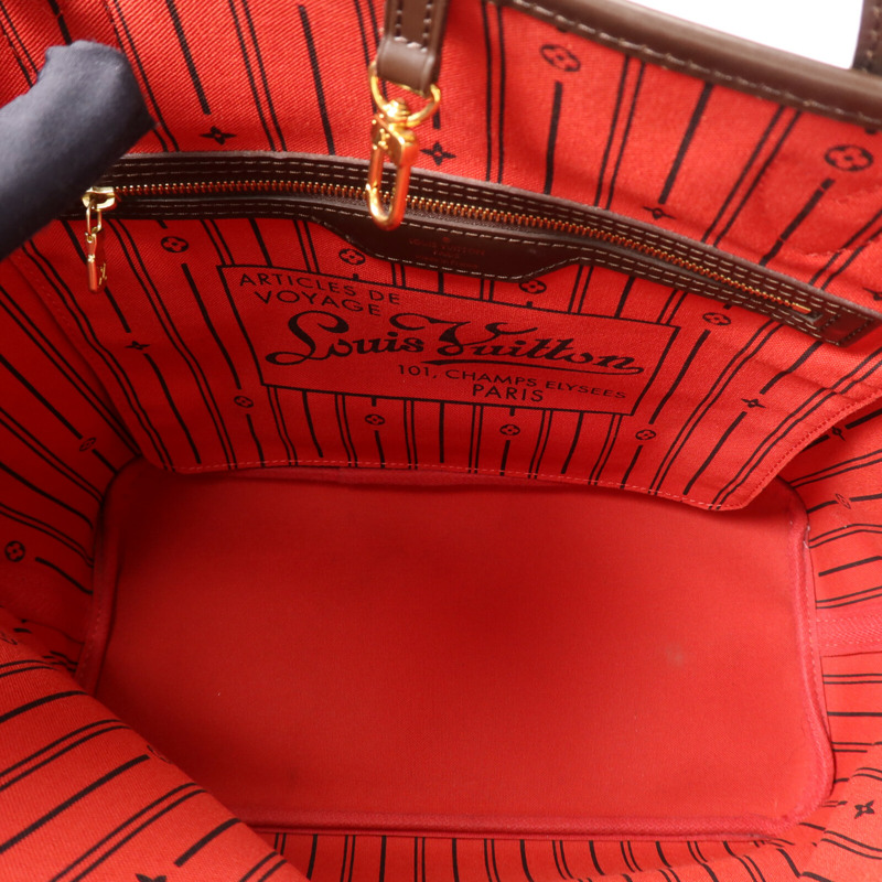 LOUIS VUITTON Damier Neverfull MM金扣肩背袋/手挽袋-4