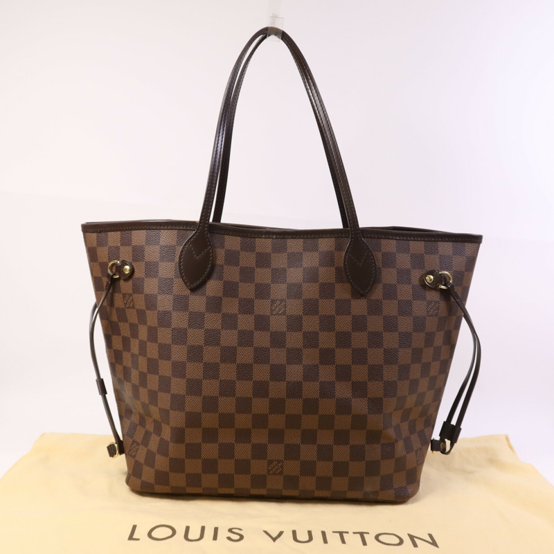 LOUIS VUITTON Damier Neverfull MM金扣肩背袋/手挽袋-7