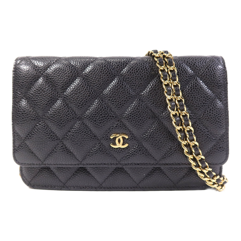 CHANEL 牛皮皮革WOC Wallet On Chain金扣鏈帶肩背袋-0