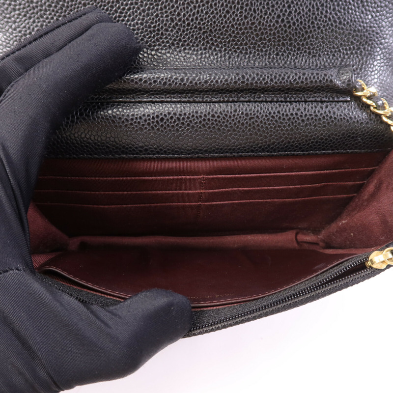 CHANEL 牛皮皮革WOC Wallet On Chain金扣鏈帶肩背袋-4