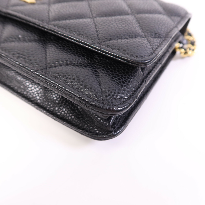 CHANEL 牛皮皮革WOC Wallet On Chain金扣鏈帶肩背袋-10