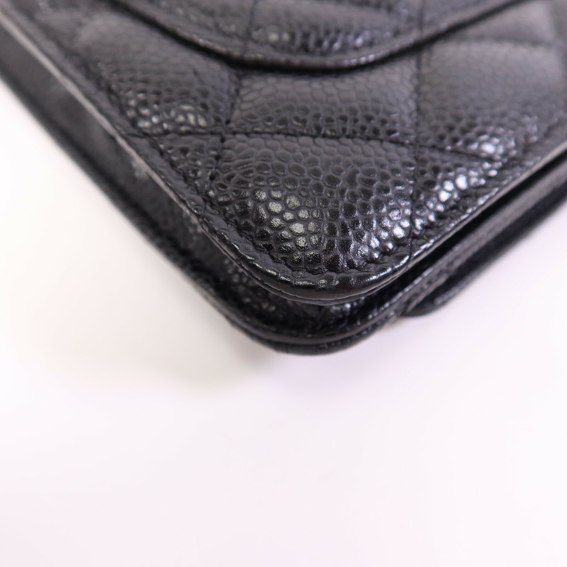 CHANEL 牛皮皮革WOC Wallet On Chain金扣鏈帶肩背袋-12