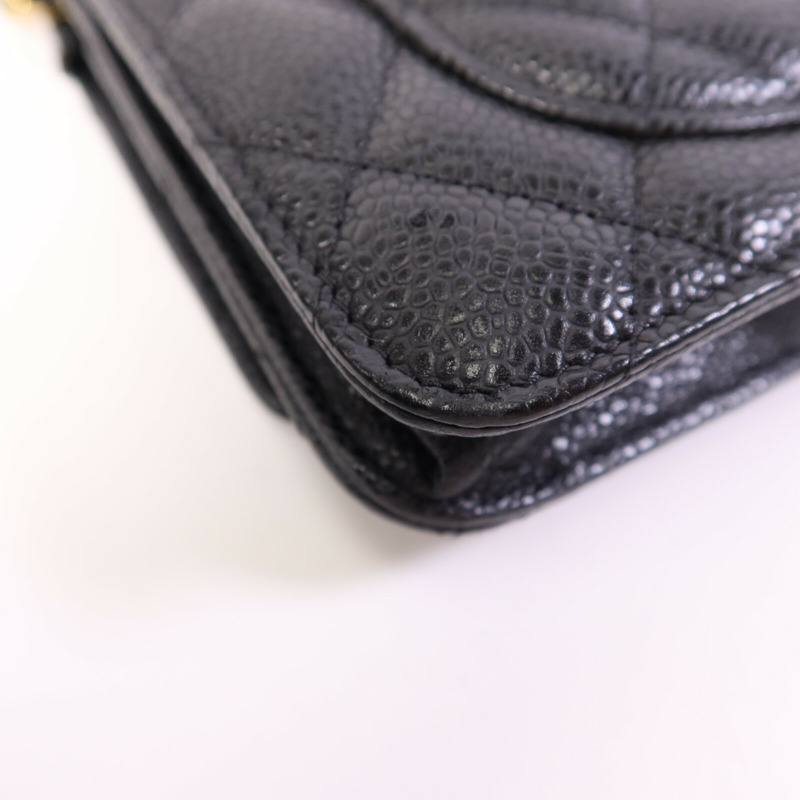 CHANEL 牛皮皮革WOC Wallet On Chain金扣鏈帶肩背袋-13