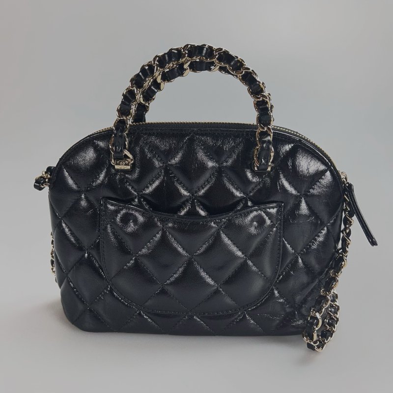 CHANEL 貝殼包 黑油蠟皮小號 AP3354/晶片款-1