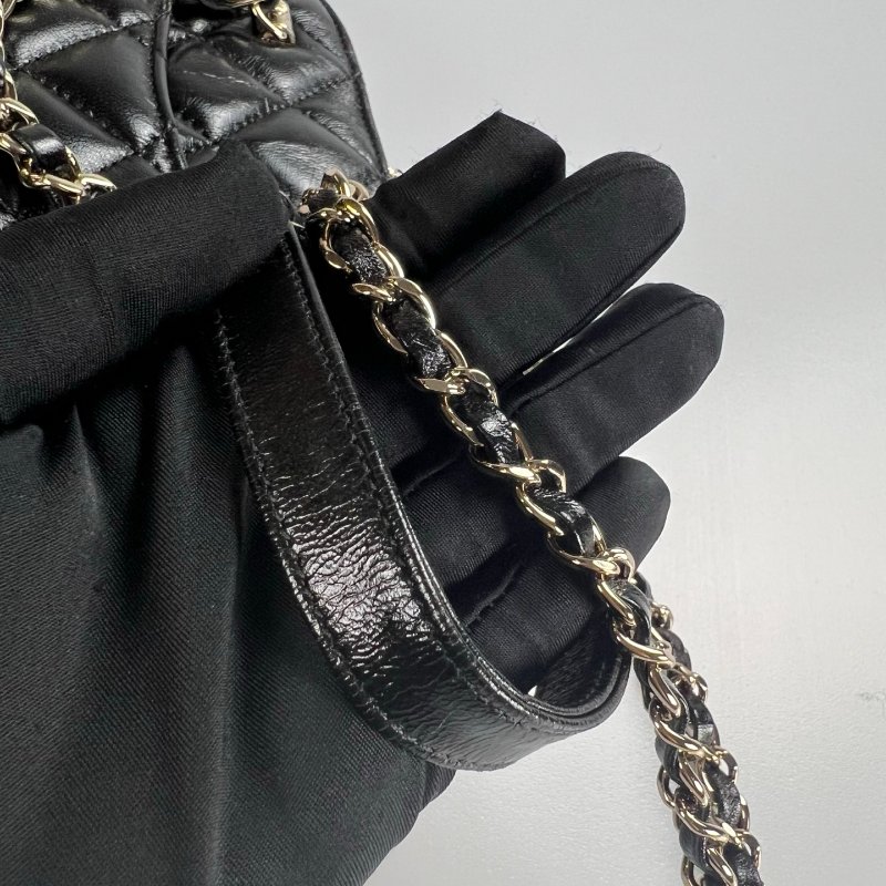 CHANEL 貝殼包 黑油蠟皮小號 AP3354/晶片款-7