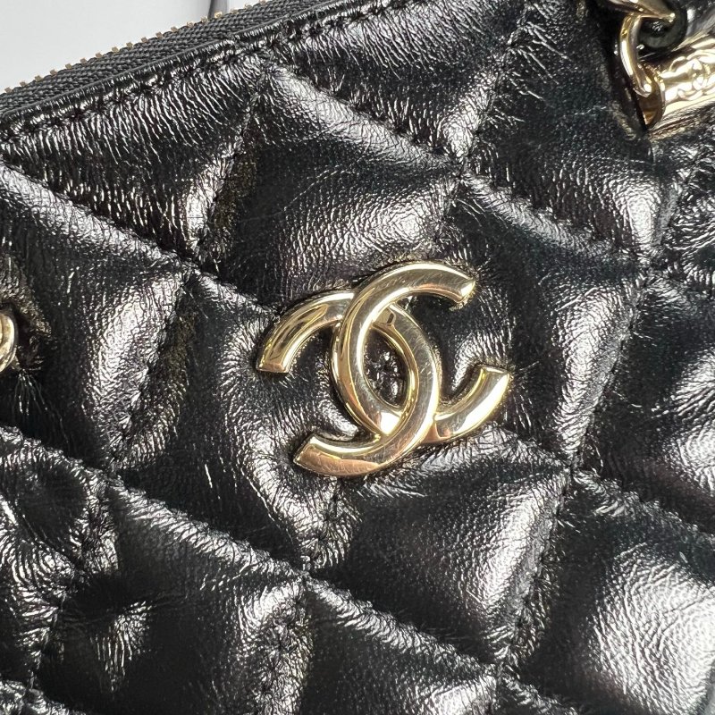CHANEL 貝殼包 黑油蠟皮小號 AP3354/晶片款-8