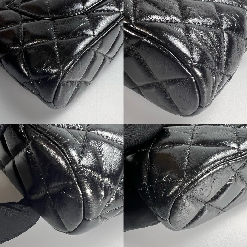 CHANEL 貝殼包 黑油蠟皮小號 AP3354/晶片款-9