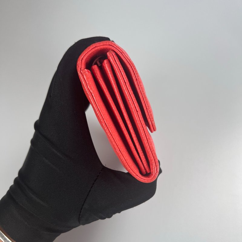 CHANEL CF荔枝皮山型紋中夾 紅銀扣 27開-3