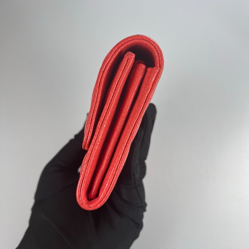 CHANEL CF荔枝皮山型紋中夾 紅銀扣 27開-4