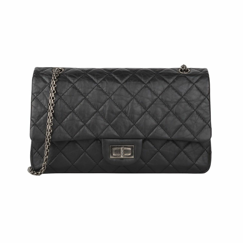 【包稅】CHANEL Vintage Maxi Large .55 銀色鏈條單肩包 34173--0