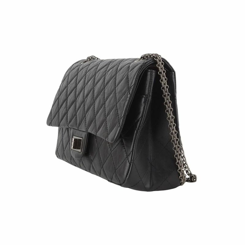 【包稅】CHANEL Vintage Maxi Large .55 銀色鏈條單肩包 34173--1