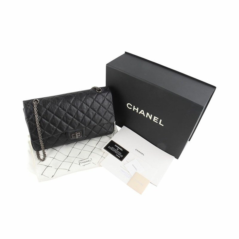 【包稅】CHANEL Vintage Maxi Large .55 銀色鏈條單肩包 34173--7