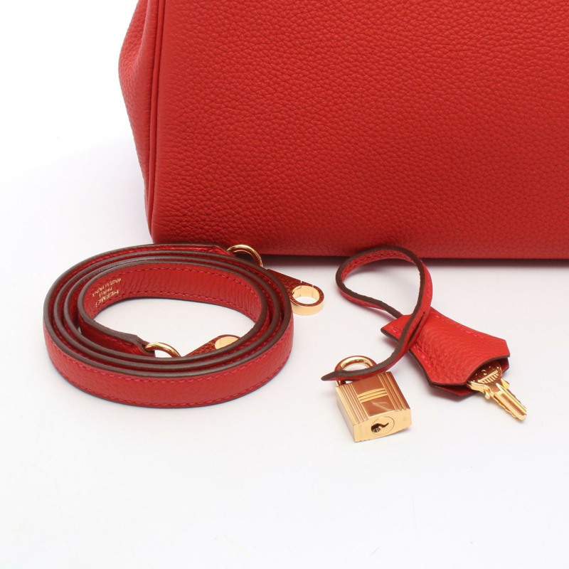 愛馬仕 Kelly 28 手提包，內裡縫有 T 字 Togo 皮革，朱紅色，二手，女士，金色五金-5