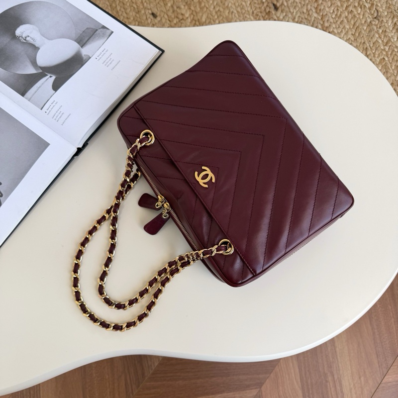 Chanel 深酒紅手提公文包-0