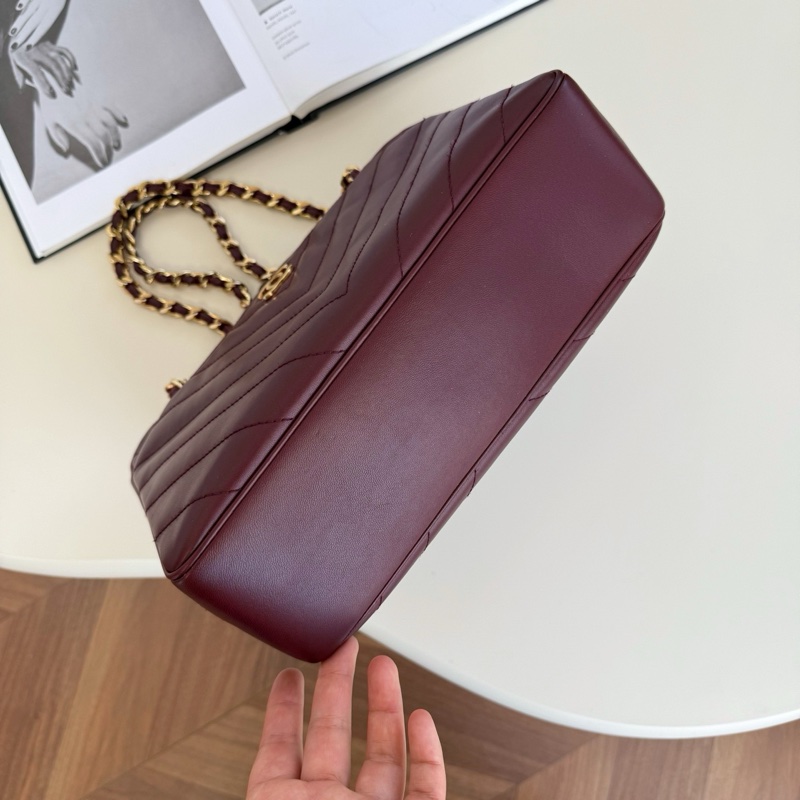 Chanel 深酒紅手提公文包-5