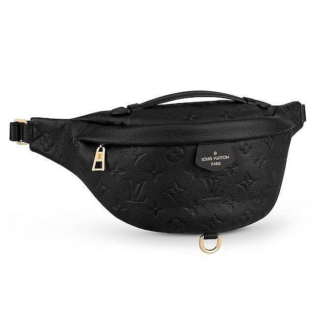 平台最低價櫃上新款✨LV路易威登LOUIS VUITTON BUMBAG 全黑色皮革壓紋logo 腰包胸包-8